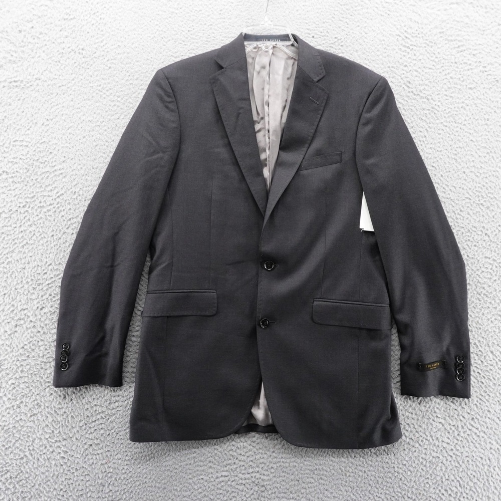 Ted Baker Mens Size 40L Charcoal Gray Wool Jarrow Suit Jacket Blazer NEW